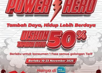 Memperingati Hari Pahlawan 2025, PLN meluncurkan program promo bertajuk “Power Hero” yang memberikan diskon 50% untuk biaya tambah daya listrik. Program ini berlangsung mulai 10 hingga 23 November 2025. (Divkom PLN Pusat)