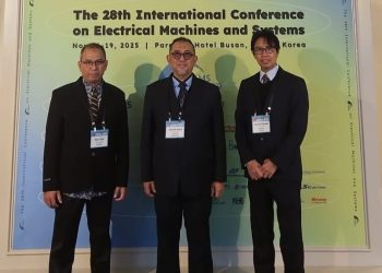 Dr. Marwan Rosyadi, Prof Syamsir Abduh dan Ir. Ibnu Hajar M.Sc., menjadi delegasi Indonesia  di perhelatan ilmiah global, International Conference on Electrical Machines and Systems (ICEMS) 2025, yang digelar di Busan, Korea Selatan, 16–19 November 2025. (Divkom PLN Pusat)